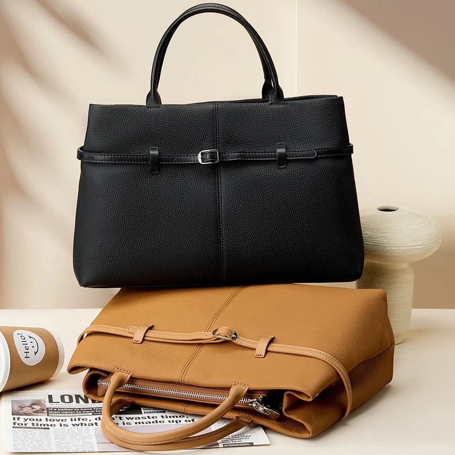 Elegant Women's Large-Capacity Luxury Tote and Shoulder Bag in Premium Cowhide