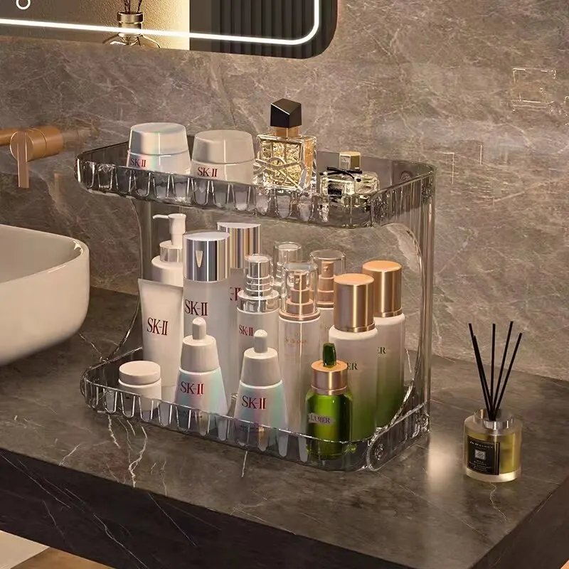 Cosmetics Storage Box Light Luxury Desktop Double-layer Transparent Acrylic Perfume Shelf