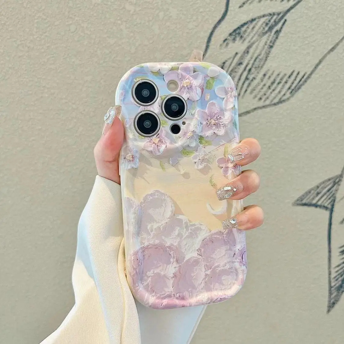 Flower Cream Wavy Edge Phone Case Cover