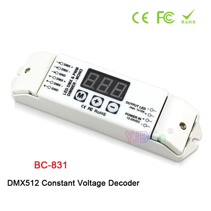 BC-831 12V-24V Single color DMX512 LED Strip light Controller 3-digital-display DMX Constant Voltage Decoder Ligths tape Dimmer