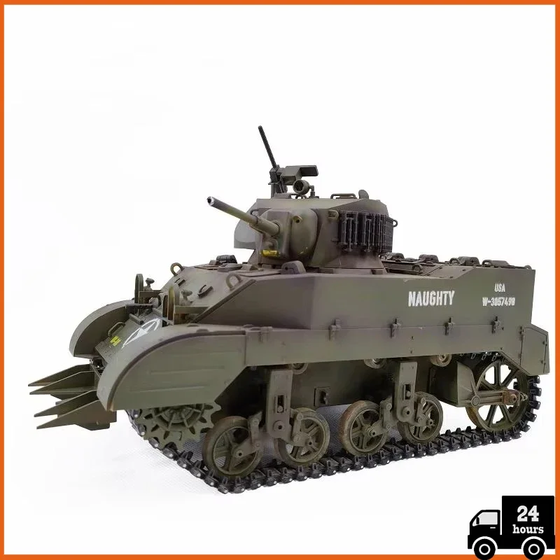 COOLBANK RC Tank 1/16 Scale 2.4ghz U.S. M5A1 Stuart Light Tank Model, Remote Control Tanks with Sound and Light  for Boys Adults 3