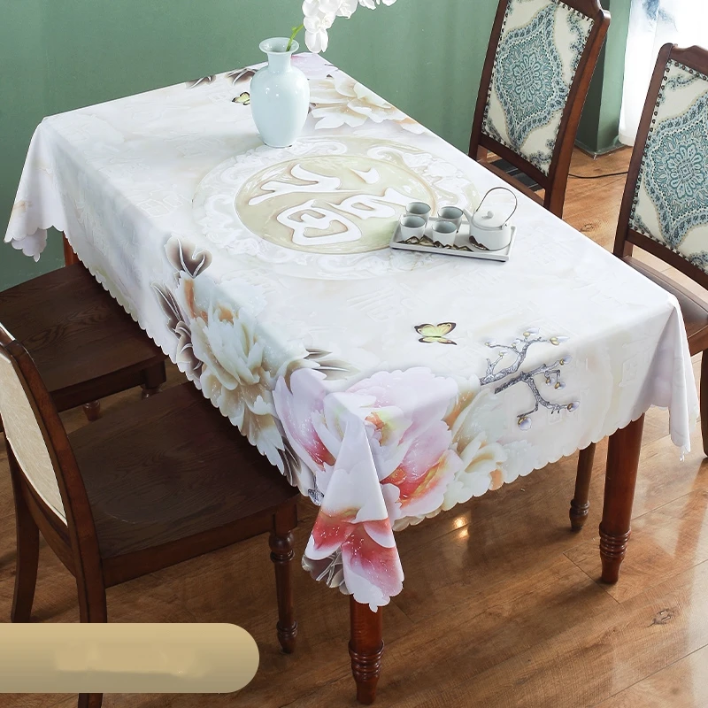 

PVC waterproof, oil proof, hot and wash plastic new Chinese tablecloth