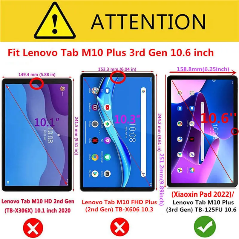 para Lenovo Xiaoxin Almofada 2023 Case Tab M10 Plus 3rd Gen 10.6 Tb128fu Tb125fu Capa Funda Crianças Pintados Couro do Plutônio Suporte Coque - Imagem 3