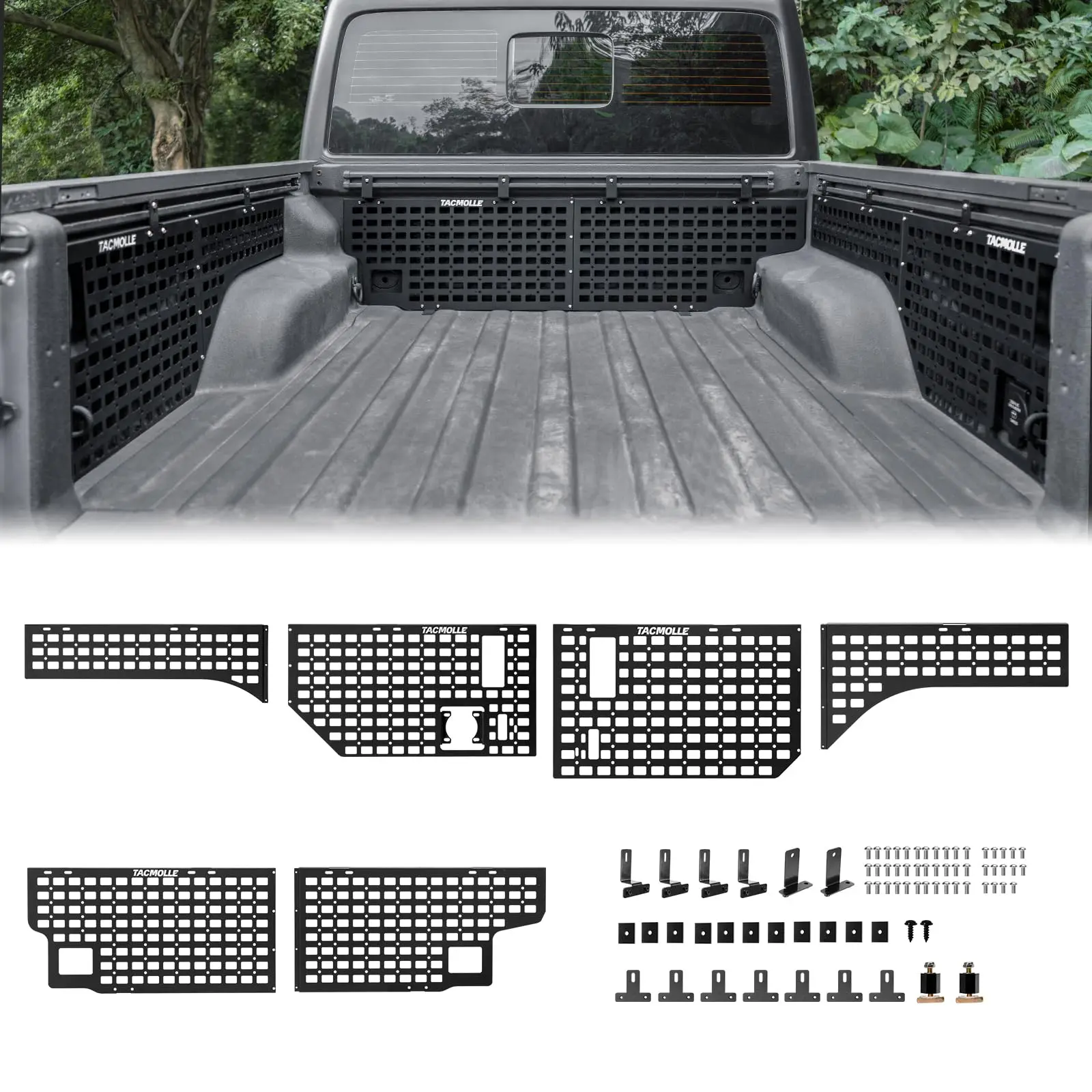 트럭 베드 확장 랙 MOLLE 패널 주최자 보관 카고 선반 패널 Jeep Gladiator JT 2019-2024 픽업 베드 액세서리