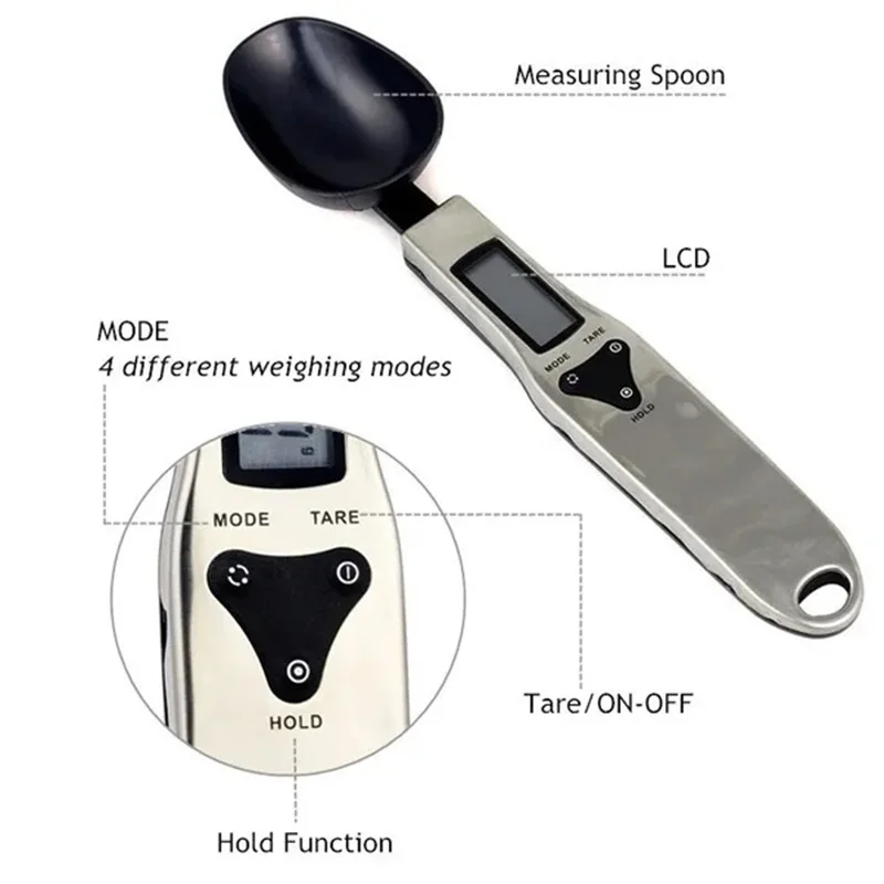 500g/0.1g Portable LCD Digital Kitchen Scale Measuring Spoon Gram Electronic Spoon Weight Scale Food Scale Kithchen Accessories