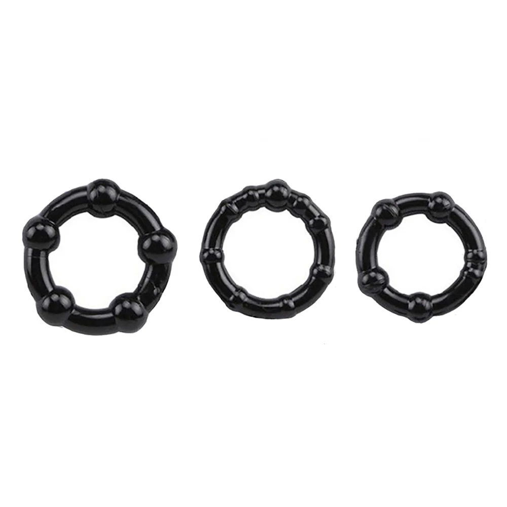 Cock Penis Ring 3 Pcs Bead Penisring Set Male Delay Ejaculation Lasting Silicone Erection Ring Sex Toys For Men Adults