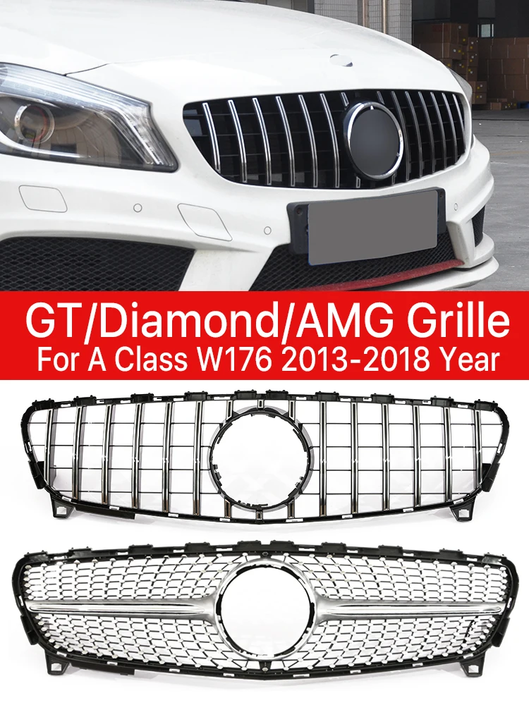 Gtr Panamericana Diamond Amg Griglia Radiatore A45 Grill Per Mercedes Benz Classe A W176 2013-2018 Nero Argento Cromato Accessorio