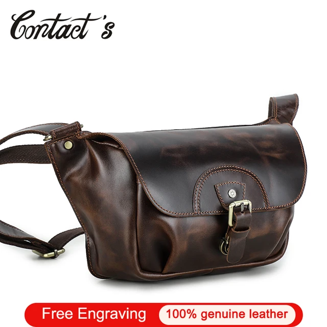 CONTACT'S Men's Bag Designer Genuine Leather Men Small Shoulder Bag Vintage  Crossbody Messenger Male Purse Phone Bags Handbag - AliExpress