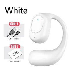 Bluetooth Bone Conduction Wireless Ear Hook Headphones with Microphone and Noise Cancellation (White)