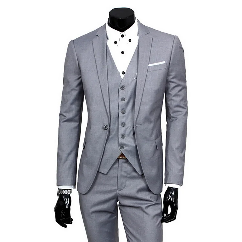 Pieces Business Blazer +Vest +Pants Suit Sets Men Autumn Fashion Solid Slim Wedding Set Vintage Classic Blazers Male 3 Pieces casual blazer for men