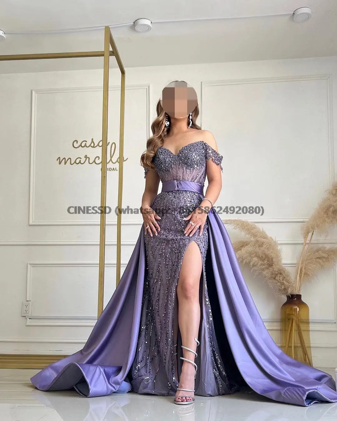 Vestidos sirena de un solo hombro con abertura Limón