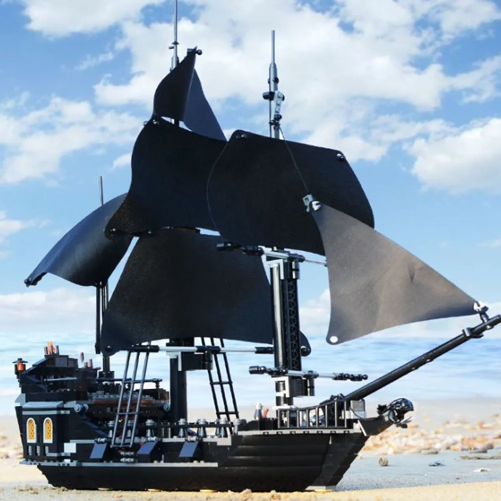 MOC Pirates Of The Caribbean Ship Revenge Warship Black Pearl Sailboat Building Block Bricks MOC 4195 Assembly Toys Kid Gift 2