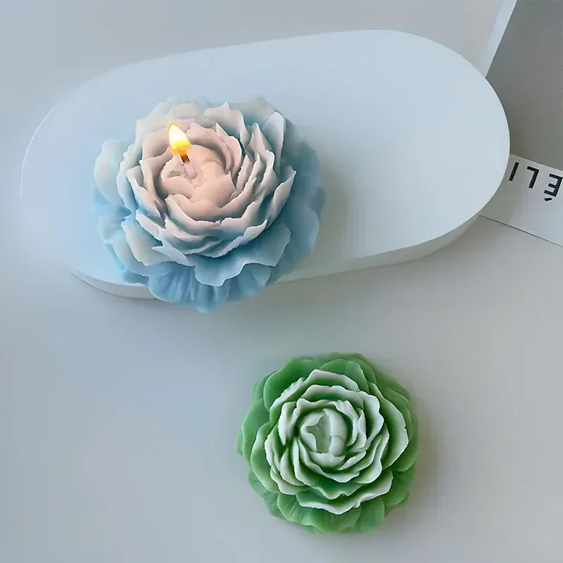 S/M/L 3D Peony Silicone Candle Mold DIY Handmade Flower Candle Soap Plaster Resin Making Wedding Decoration Valentine's Day Gift