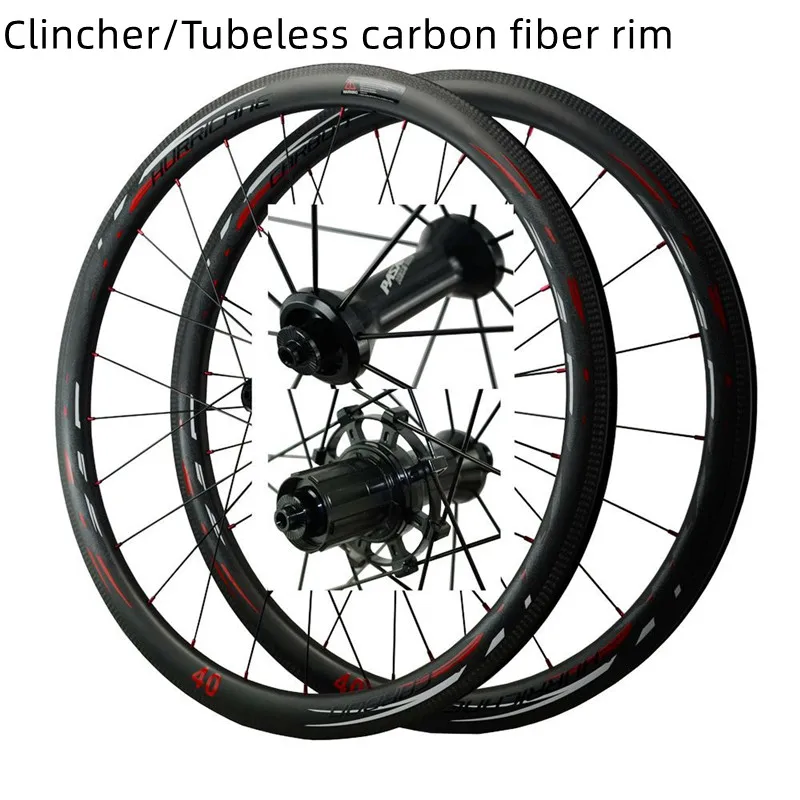 

Carbon Wheelset Road Wheel Set 40/50/55mm Clincher/Tubeless Carbon Fiber Fat Rim 700c Bicycle Racing Wheel Set C/V Brake Wheels