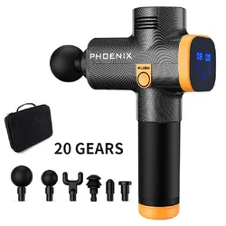 Phoenix A2 Portable Deep Tissue Muscle Relaxation Massager with Display - EU Plug (LCD-6 Heads Black)