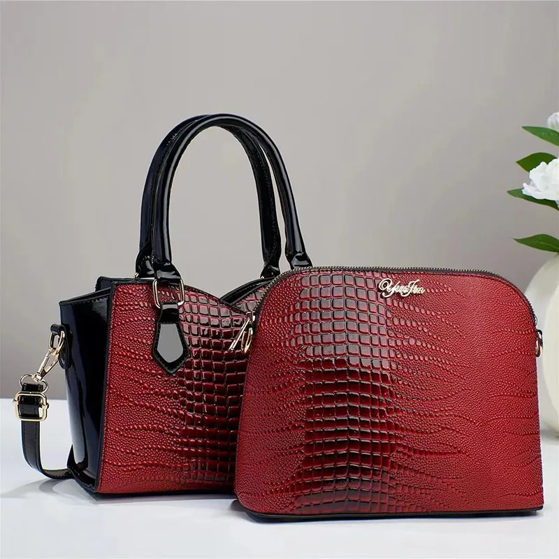 

High Quality Two Piece Set Composite Bag Tote Handbags for Women Light Luxury PU Business Single-Shoulder Crossbody Fashion Bags