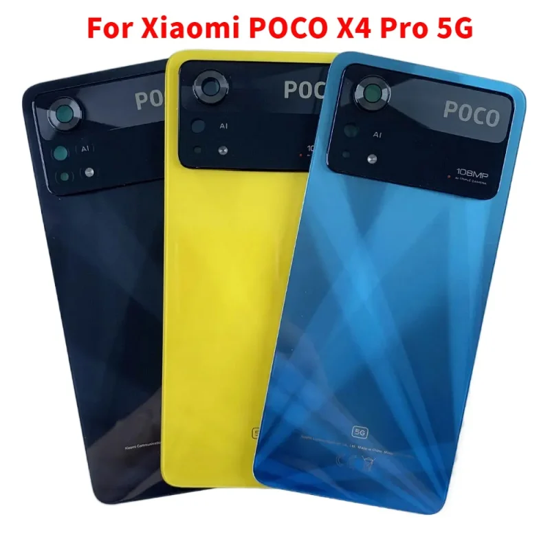 

For Xiaomi POCO X4 Pro 5G Back Glass Battery Cover Rear Housing Door Case Panel X4Pro With Camera Lens Replacement