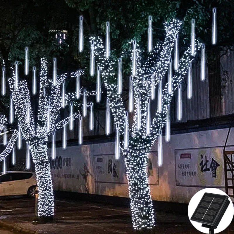 

Street Garland Meteor Shower Rain 8 /10 Tubes LED Solar String Light Outdoor Fairy Light Christmas Tree Decoration Garden Lights