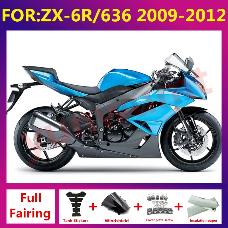 

New ABS Motorcycle Fairing kit Fit For kawasaki ZX6R 636 ZX-6R 2009 2010 2011 2012 full fairings bodywork zxmt set blue black