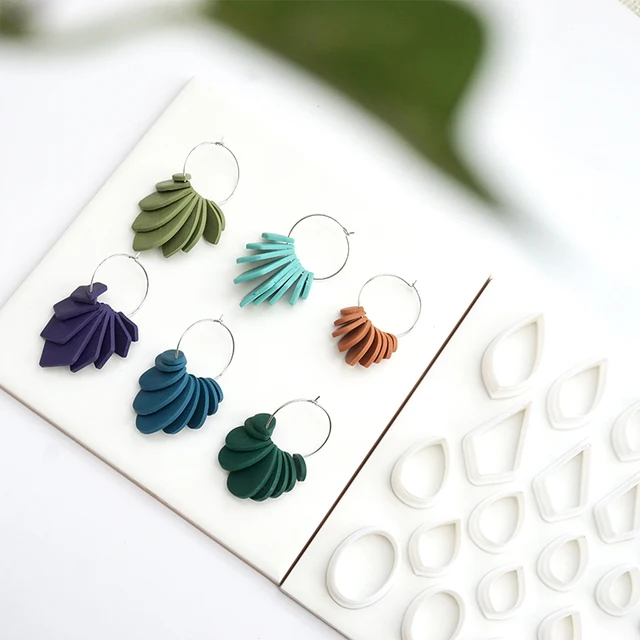 Moule De Coupe De Boucles D'oreilles En Argile Polymère, Moule De Coupe De Boucles D'oreilles En Argile Géométrique, Outil De Bijouterie En Argile Pour Travaux Manuels