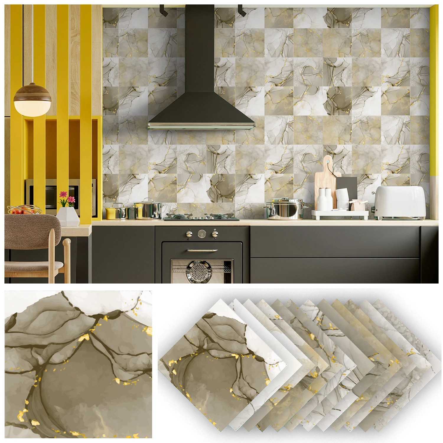 

Funlife® 20CM 12pcs Colorful Marble Art Pattern Tile Stickers Waterproof Self Adhesive Retro Furniture Bathroom Kitchen Decor