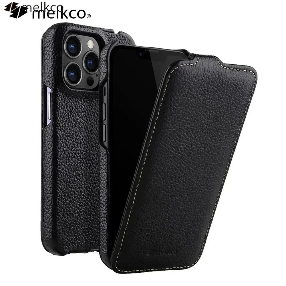 Premium Genuine Leather Flip Case - Luxury Cowhide Phone Cover