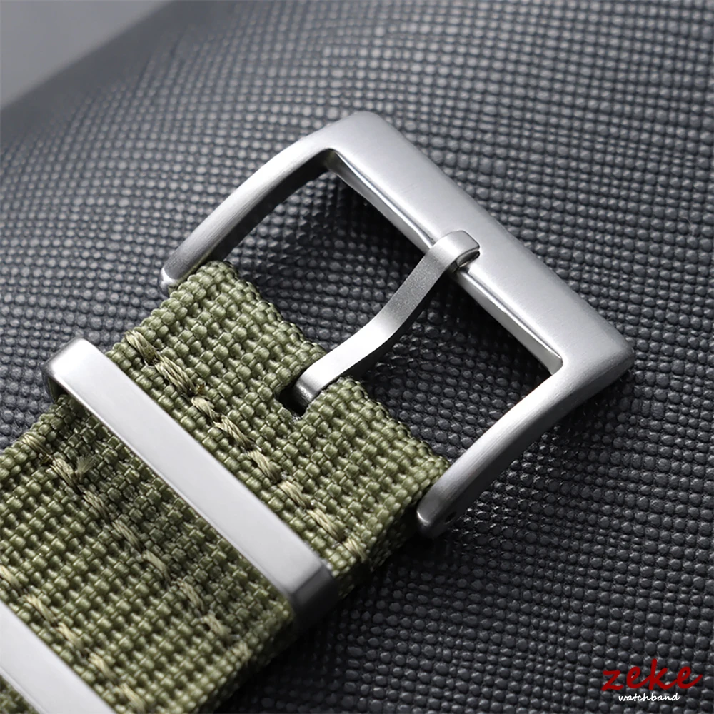 Army Green Ribbed Nylon Quick Release Watch Band - Woven Canvas Fabric Strap for Men's Military Sports Bracelet