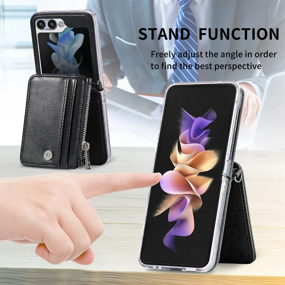 2-in-1 Detachable Zipper Wallet Phone Case with Card Slot & Long Lanyard