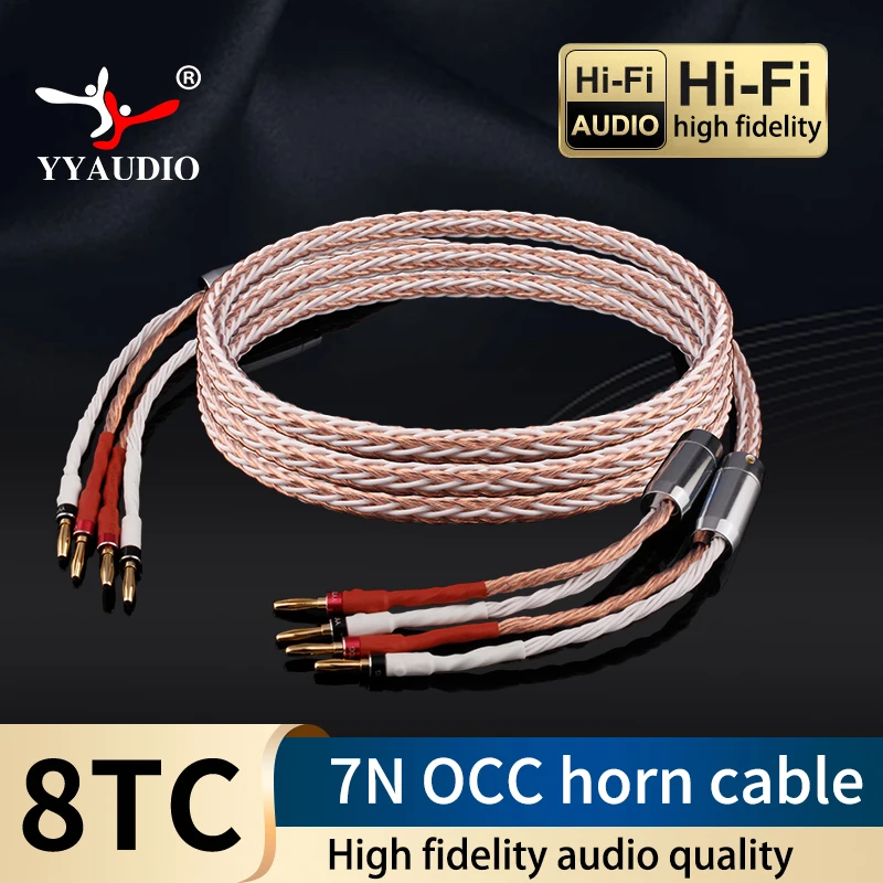 

1Pair OCC 8TC Speaker Cable Fever Speaker Amplifier HiFi Connection Cable Pin Plug-Pin Plug / Banana plug-Banana plug / Y-Banana