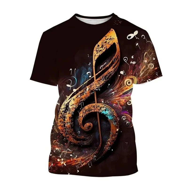 

New 3D Music Note Printed T Shirt Children Fashion Streetwear Short Sleeves Funny Harajuku T-shirts For Men Hip Hop Clothing Top