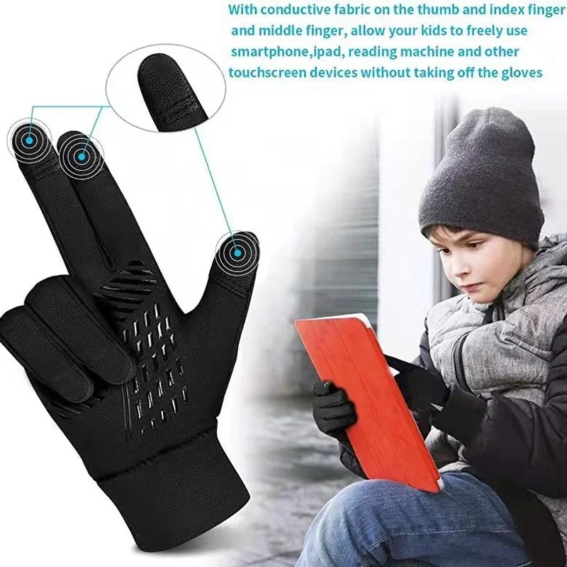 Cycling gloves sport gloves winter gloves Winter children bicycle riding gloves warm non-slip waterproof touch screen outdoor sport bike cycling skiing full-finger gloves