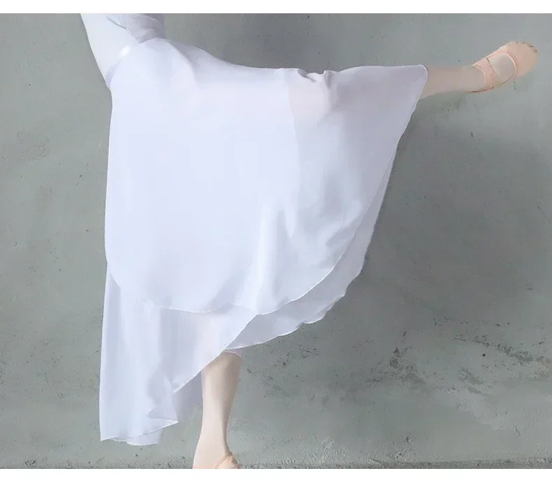 Chiffon Ballet Tutu Dance Skirt Wrap Scarf Ballerina Lyrical Long Ballet Skirt Gymnastics Dress Women