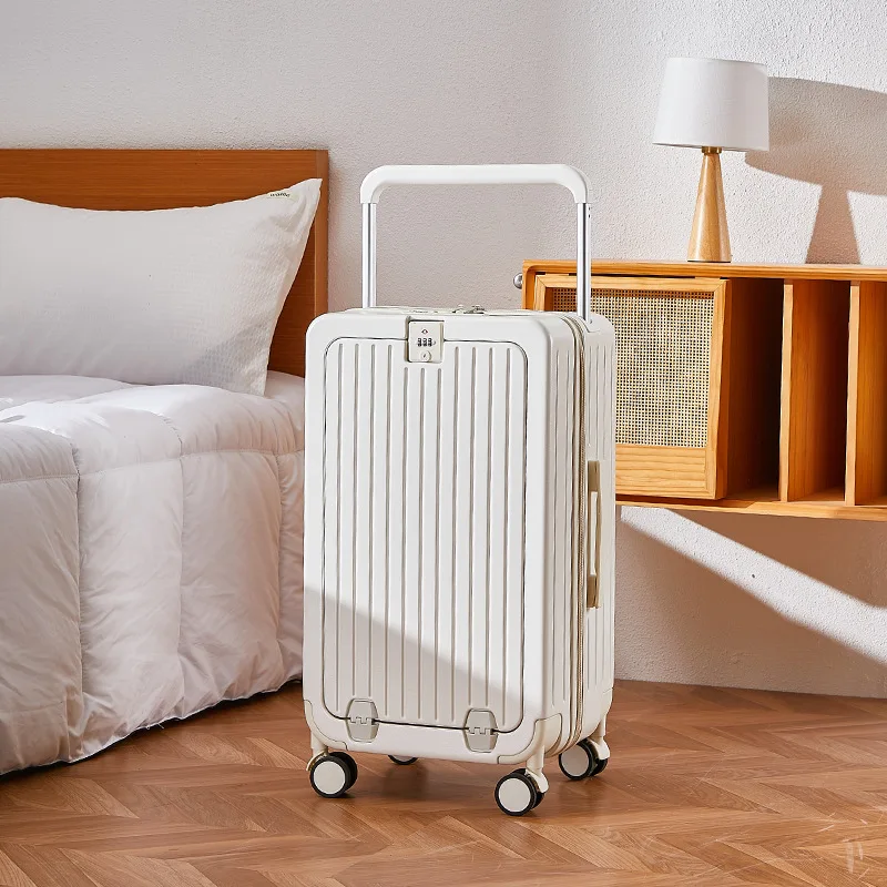 PLUENLI Luggage Password Boarding Case New Dopamine Color Matching Internet Celebrity Suitcase Front Open Cover Trolley Case