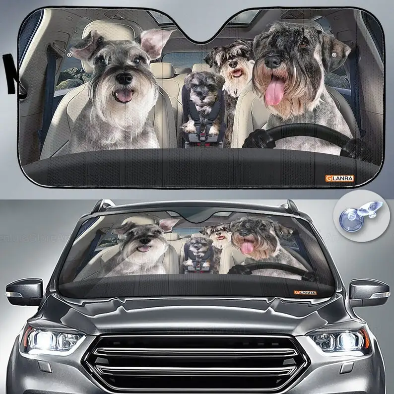 

Schnauzer Car Sunshade, Dog Car Decoration, Schnauzer Lover, Auto Sun Shade, Gift For Dad, Car Windshield, Gift For Him PHT05220