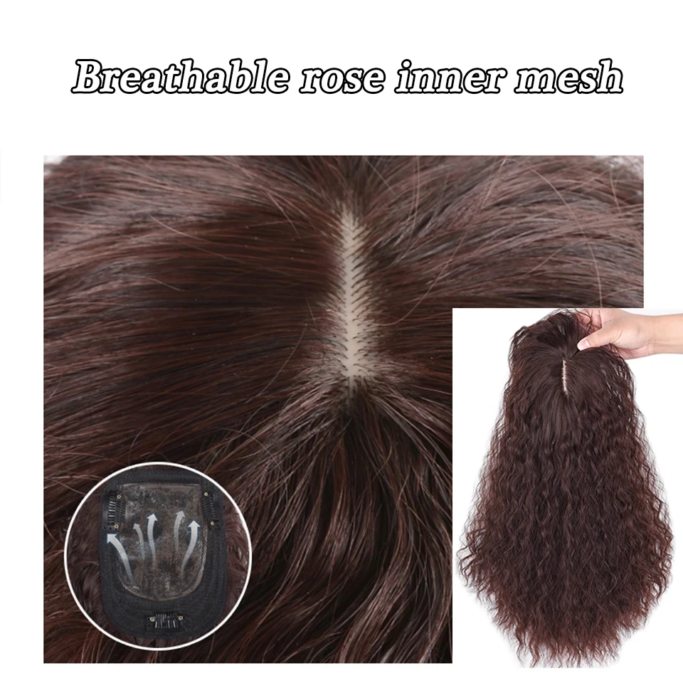 Synthetic Hair Topper with Bangs Clip for White Hair Coverage