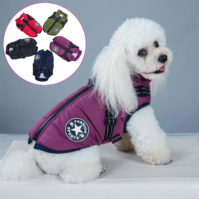 Chaleco con arnés para mascotas, ropa impermeable para cachorros