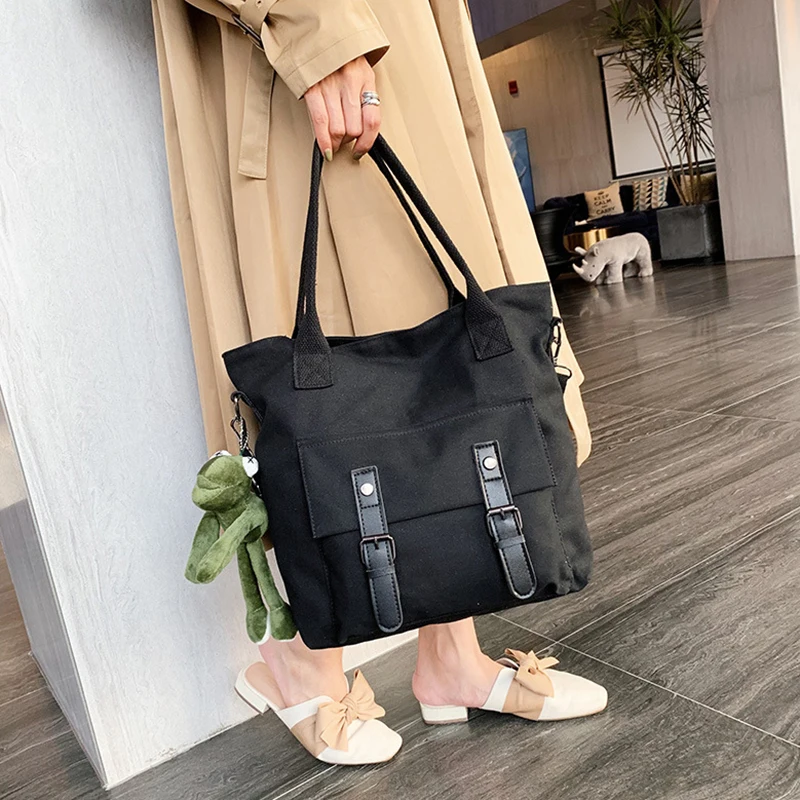 

Herald Fashion Women Portable Canvas Single Shoulder Bag Travel Crossbody Messenger Bags Casual Simple Large Capacity Handbag