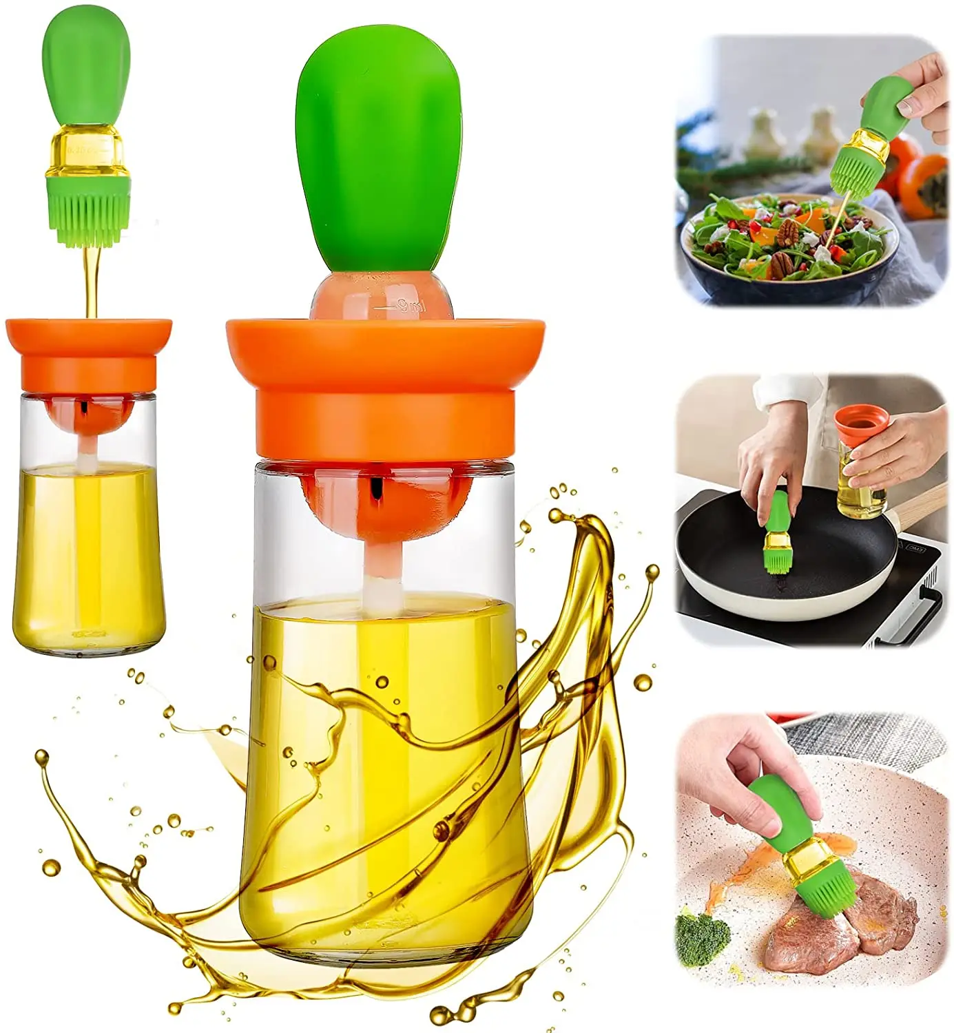 Grill Oil Bottle Brush Silicone Cooking Oil Brush Bottle Kitchen