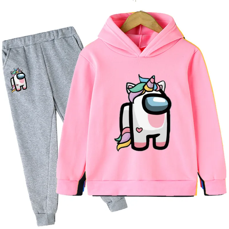 

Boys Girls Cartoon Cute Unicorn Sweatshirts Sets 2023 Autumn Spring Boys Girls Cotton Print Hoodies Trousers Clothes 2Pcs/Suits