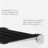 18 Inch Silhouette Slimline Folding Wall Mount Shower Bench Seat, Matte Black Seat with Silver Sturdy Aluminum Frame 3