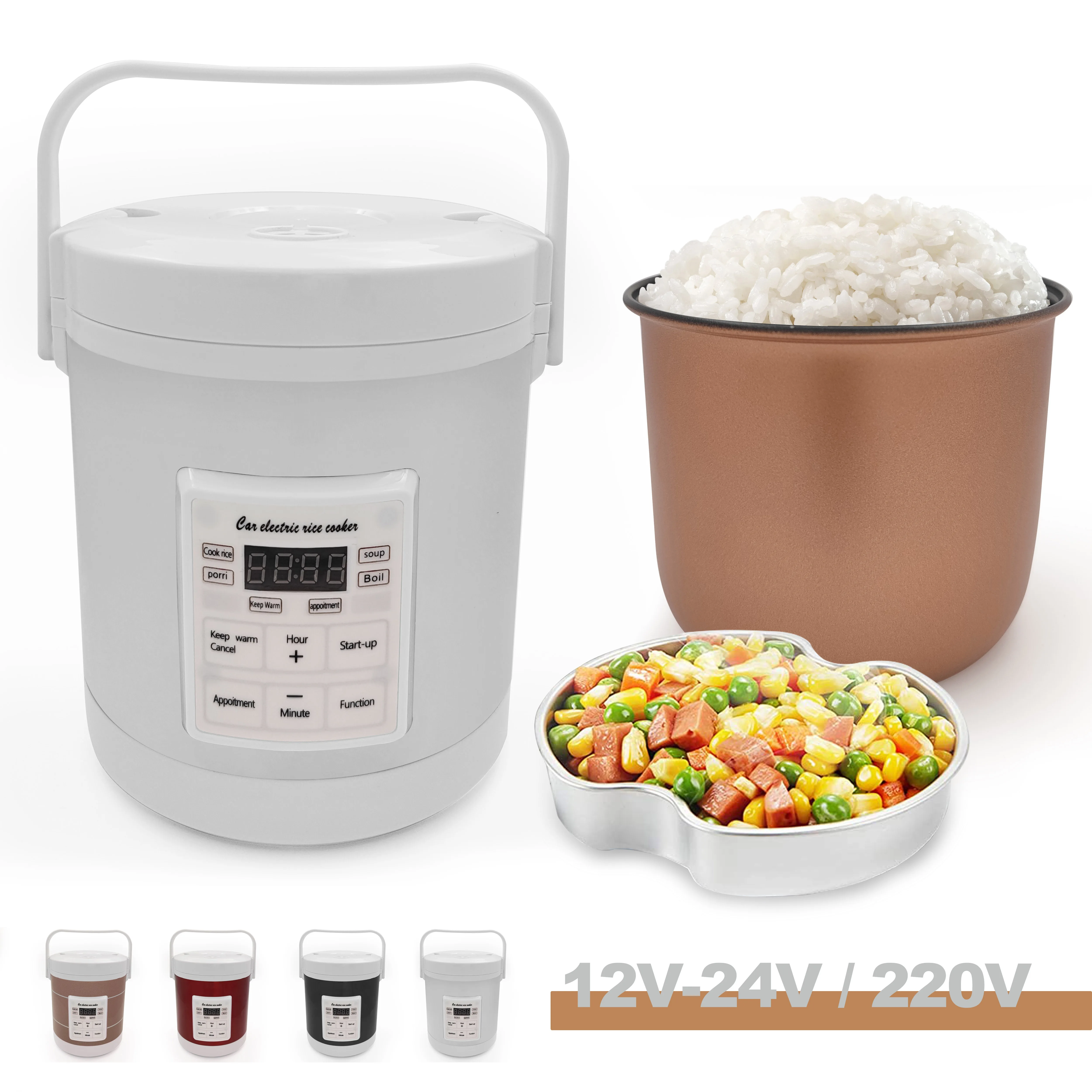 

New Coming Rice Cooker Used in Car and Truck 12v to 24v also for Home 220V Enough For Two to Three Persons,1.6L Mini Rice Cooker