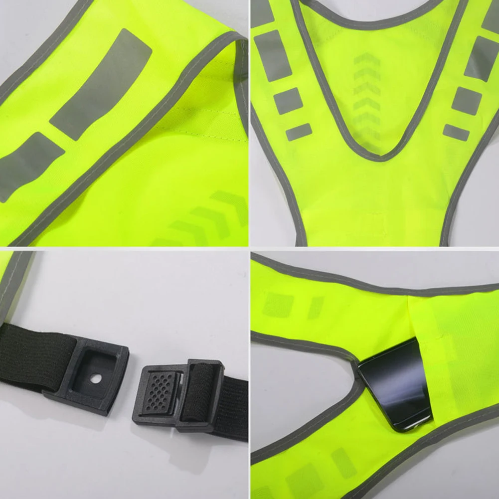 Reflective Safety Vest Motorcycle Safety Jacket Breathable Visible Reflective Vest Adjustable Reflective Running Vest for Outdoor Night Riding