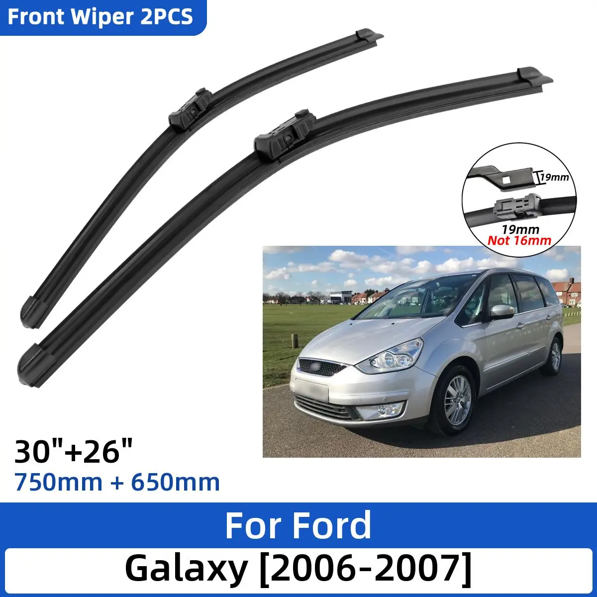 

Щетки стеклоочистителя передние для Ford Galaxy 2006-2007, 30 + 26 дюймов, 2 шт.