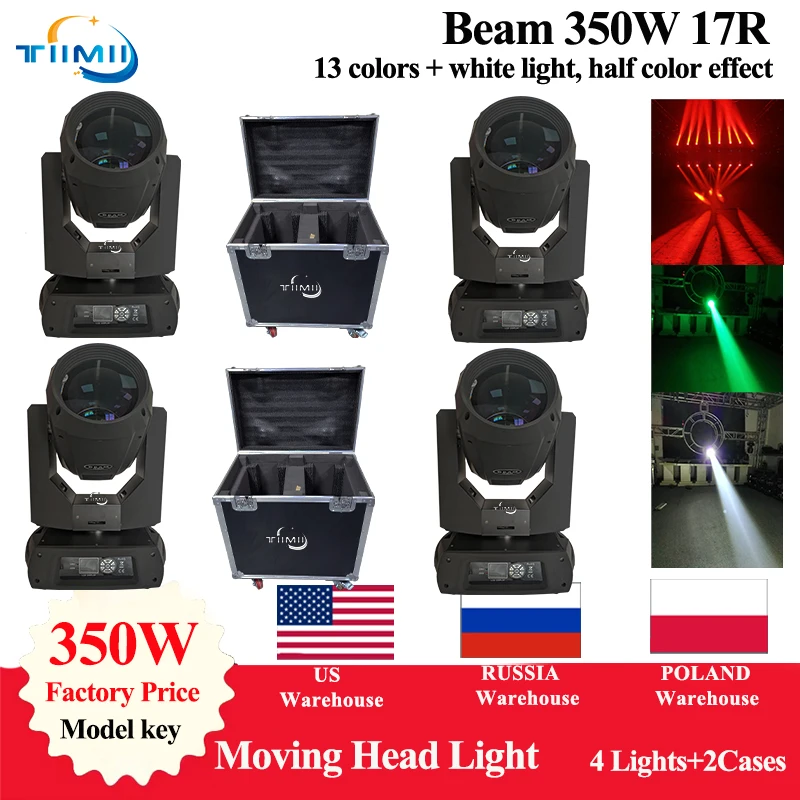 

2 Flightcase 4 Lyre 17R 350w Moving Head Stage Beam 350w Light Beam Moving Head Light Disco Club Party Lighting DMX Stage Light