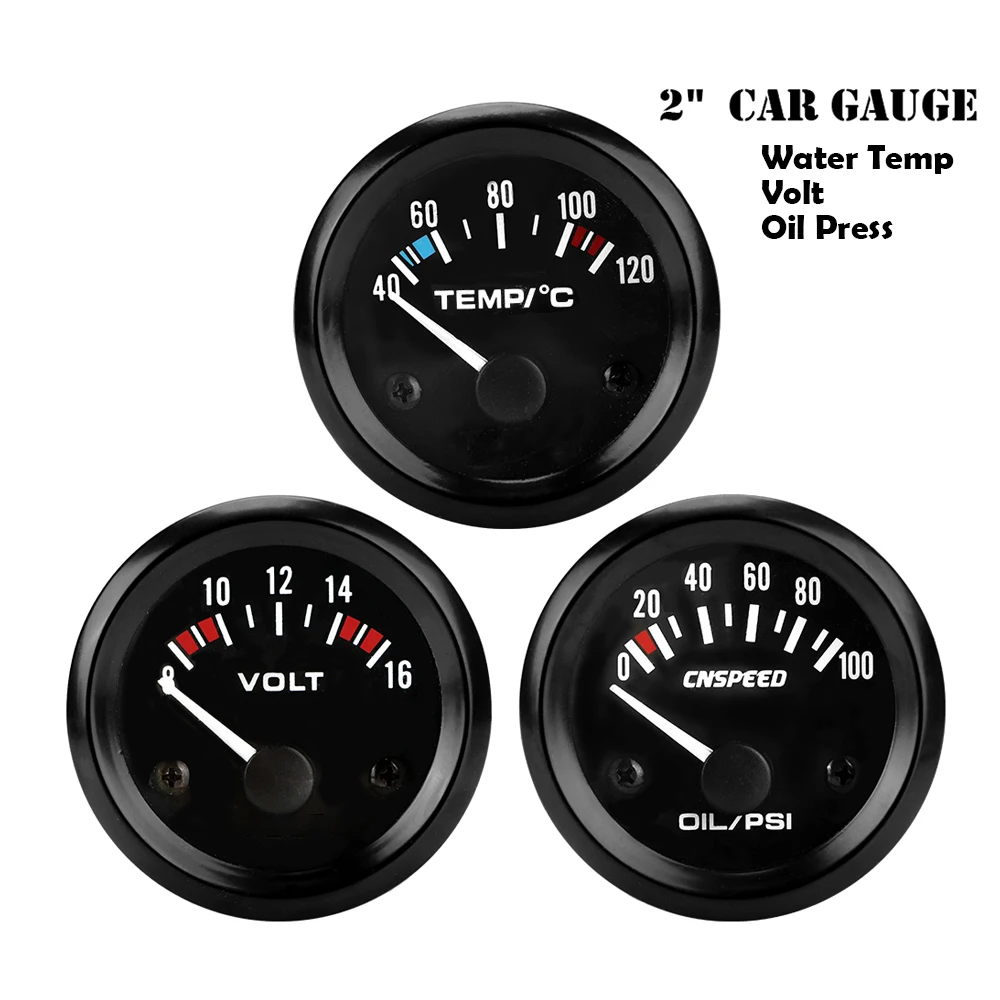 0-100PSI Oil Pressure Gauge 12V Car Automobile Vehicle Water Temperature Meter
