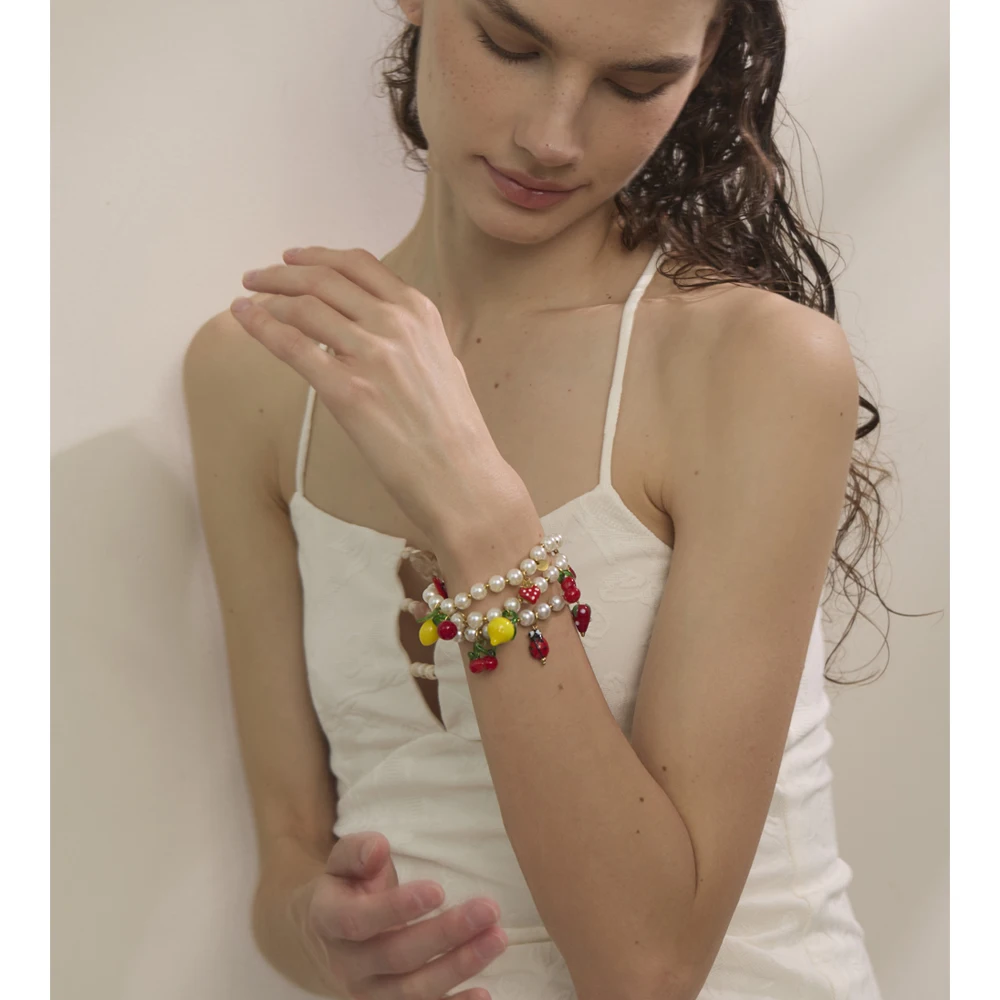 Yhpup Bracelet Simulated Pearls Stainless Steel