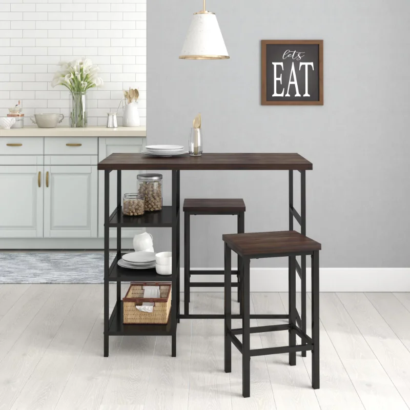 

Mainstays 3 Piece Dining Pub Set Counter Height with Backless Barstools, Espressodinning table kitchen table mesas