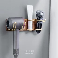 Hair Dryer Rack Shaver Beauty Instrument Rack Bathroom Punch-Free Applicable Storage Rack Storage Rack Wall Hanging Wood