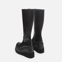 Fashion Wedge-heeled Mid-tube Boots Ladies Gothic Style Thick-soled Motorcycle Knight Boots Slim High Platform Cowboy Boots - Image 6