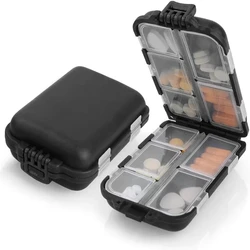 Compact 10-Grid Pill Organizer & Medicine Storage Case (10C Black)